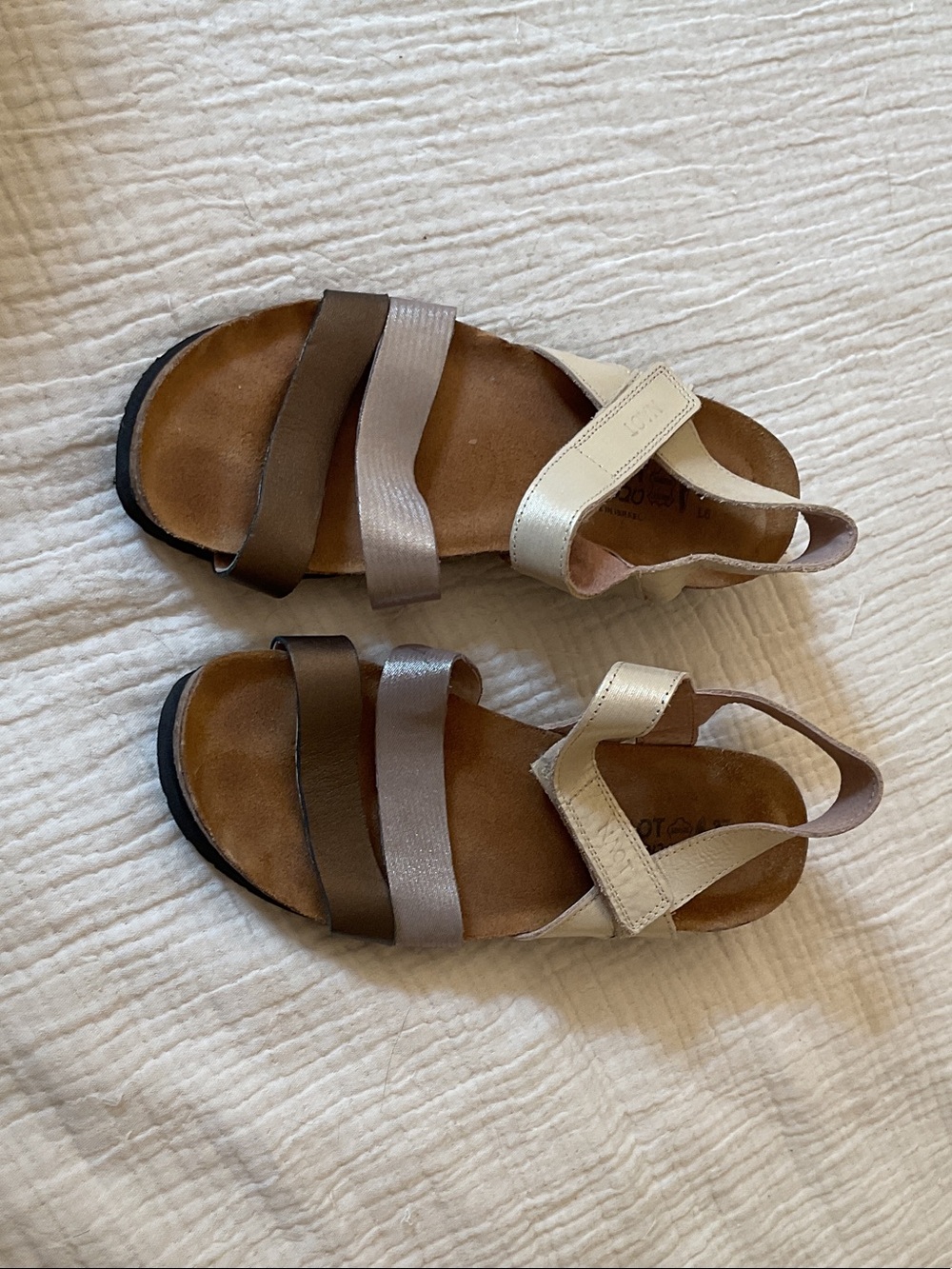 Naot Girls Multi-Strap Brown, Cream & Taupe Sandals